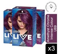 3x LIVE Amethyst Chrome (Purple) Permanent Hair Dye, Urban Metallics U69
