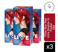 3x LIVE Pillar Box Red Semi-Permanent Hair Dye, Ultra Brights 092