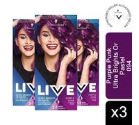 3x LIVE Purple Punk Semi-Permanent Hair Dye, Ultra Brights 094