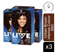 3x LIVE Urban Brown Permanent Hair Dye, Intense Colour 880