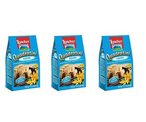 3X Loacker Quadratini Wafer con Crema alla Vaniglia Waffle with Vanilla Cream Cookies Biscuits 125g