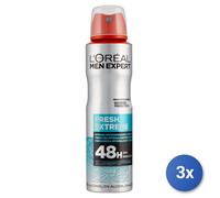 3X L'Oreal Deodorant Spray 150 ML. Man Fresh Extreme