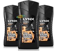 3x Lynx Leather & Cookies Body Wash Bath Shower Gel 225ml