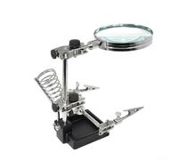3X Magnification Welding Magnifier with Auxiliary Clips and Ball Joint, Third Hand Support Featuring Secure Soldering Iron Holder and Cleaning Sponge