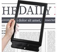 3x magnifier for reading - reading magnifier for books - 12 × 7.6 inch full page magnifiers - lightweight and provides even lighting for low vision individuals and seniors to read books