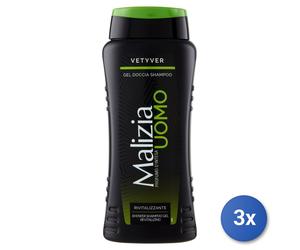 3X Malizia Shower/Shampoo 250 ML Man Vetyver