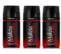 3x Malizia Uomo Musk Deo Deodorant Spray for Men 150ml Edt parfum