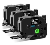 3X MarkField Compatible 24mm Label Tape Replacement for Brother P-Touch TZ TZe-355 0.94" White on Black Laminated Tape for Label Maker PT-P700 D600 P750W P900W P910BT P900 2430