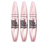 3x Maybelline New York Sensational Eyelashes Volumizing Mascara Color Very Black Fan Effect Without Lumps - 3 Mascaras