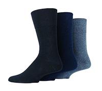 3x Men's Gentle Grip "Big Foot" HoneyCombe Top Non Elastic Socks by SockShop/UK 12-14 Eur 46-50 (Plain Darks Assorted)