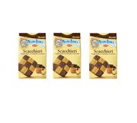 3x Mulino Bianco Scacchieri biscuits double mürbedough with caramel and chocolate 300g
