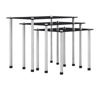 3x Nesting Tables Tempered Glass Stackable End Table Black/Transparent vidaXL