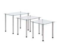 Nest of 3 Tables Glass Metal Nested Tea Lamp Side Living Room Coffee Table UK