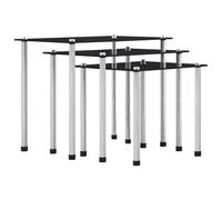 3x Nesting Tables Tempered Glass Stackable End Table Black/Transparent vidaXL