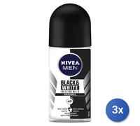 3x Nivea Black & White Men Deodorant Roll-On 50 Ml 1 Pc