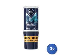 3x Nivea Deodorant Roll-On Men 50 Ml. Magnesium Dry 83129