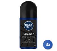 3x Nivea Men Deep Roll-On 50 Ml