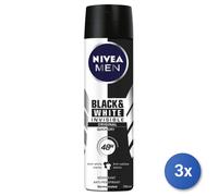 3x Nivea Men Invisible Black & White Spray, 150 Ml