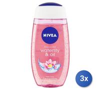 3X Nivea Waterlily & Oil Shower Gel For Women Flower 250 Ml