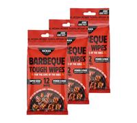 3x Noma Labs BBQ Tough Wipes Regular Size Pack - 12 Wipes per Pack, 36 Wipes Total
