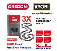 3x Oregon 90PX045E 12" 45DL Chainsaw Chain Fits Ryobi OCS1830 RAC227 3/8" .043"