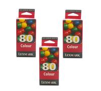 3x Original Lexmark Ink Cartridge 80 for Colorjetprinter 3200 5000 5700 7000 X6