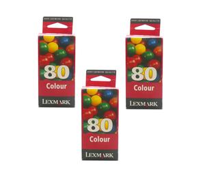 3x Original Lexmark Ink Cartridge 80 for Colorjetprinter 3200 5000 5700 7000 X6