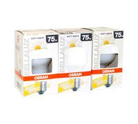 3x Osram T60 E27 Opal Soft White Warm Dimmable 75W Incandescent Bulb
