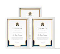 3x Pack A4 PICTURE PHOTO FRAMES STYRENE FRONT CERTIFICATE FRAME 21 X 29.7CM WALL MOUNTABLE OR TABLETOP PHOTOS DISPLAY HOME OFFICE DÉCOR DOCUMENT FRAME (White)