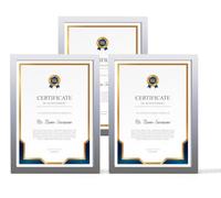 3x Pack A4 PICTURE PHOTO FRAMES STYRENE FRONT CERTIFICATE FRAME 21 X 29.7CM WALL MOUNTABLE OR TABLETOP PHOTOS DISPLAY HOME OFFICE DÉCOR DOCUMENT FRAME (Grey)