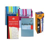 3x Pad Reporter Pad, Project Pads A4, Receipt Book & 12x Gel-ocity Pen Bic Multi One Size