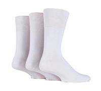 3x Pairs Mens Gentle Grip Diabetic Socks with HoneyComb Top and Hand Linked Toe Seams/UK 6-11 Eur 39-45 (White)