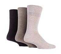3x Pairs Mens Gentle Grip Diabetic Socks with HoneyComb Top and Hand Linked Toe Seams/UK 6-11 Eur 39-45 (Assorted Browns)