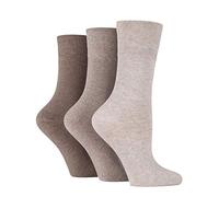 3x Pairs of Ladies Womens Gentle Grip Diabetic Socks Honey Comb Top/UK 4-8 Eur 37-42 (Beiges)