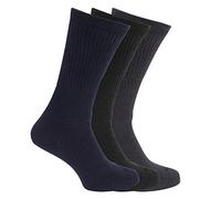 3x Pairs of Men's Diabetic EXTRA WIDE Non Elastic BIG FOOT Socks with Hand Linked Toe Seam/UK 11-14 Eur 45-49 (Dark Assorted)