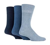 3x Pairs of Mens Plain Gentle Grip Non-Elastic Socks/UK 6-11 Eur 39-45 (Assorted Blue)