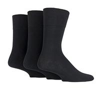3x Pairs of Mens Plain Gentle Grip Non-Elastic Socks/UK 6-11 Eur 39-45 (Plain Black)