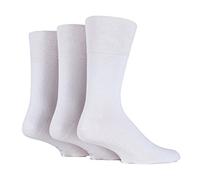 3x Pairs of Mens Plain Gentle Grip Non-Elastic Socks/UK 6-11 Eur 39-45 (Plain White)