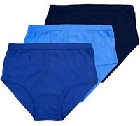3X Pairs of Mens Traditional 100% Cotton Y Style Briefs/White/Mixed Blue/S, M, L, XL, XXL, 3XL, 4XL, 5XL