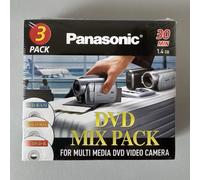 3x Panasonic Mini 8cm 30min 1.4GB DVD Mix Pack DVD-RAM DVD-RW DVD-R f/ Camcorder