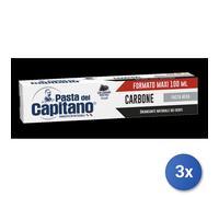 3X Pasta Capitano Toothpaste 100 ML. Activated Charcoal Black Made In Italy