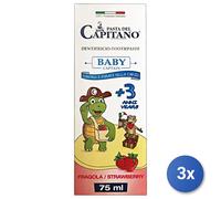 3x Pasta Capitano Toothpaste 75 Ml Junior 3+ Strawberry