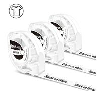 3X Phomemo P12 Iron-on Labels Original 12mm x 2m Black on White Washable Labels on Fabric for Phomemo P12/P12PRO/LT12 Label Printer, as Replacement for Dymo LetraTag Plus LT100H, LT100T