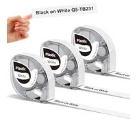 3X Phomemo P12 Thermal Label Tape Original 12mm x 4m Black on White Waterproof Plastic Self-Adhesive Label Tape for Phomemo P12/P12Pro/LT12 Label Printer & Compatible with Dymo LetraTag LT100H