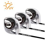 3X Phomemo P12 Thermal Transfer Labels, White on Black, 12 mm x 4 m, Q5-335 Durable, Heat-Resistant, Self-Adhesive, for Phomemo P12/P12 Pro/LT12 Label Printers & Compatible with Dymo LetraTag