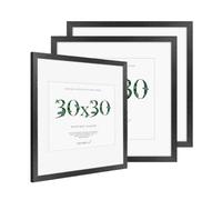 3x Picture Frame 30x30 Black Wood.30x30 Photo Frames with 20x20 Mat | 12x12 Photo Frames ,Wood Picture Frames with Plexiglass for Photos 8x8 with Mat or 12x12 without Mat, Wall Mountable