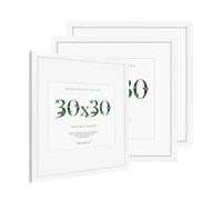 3x Picture Frame 30x30 White Wood.30x30 Photo Frames with 20x20 Mat | 12x12 Photo Frames ,Wood Picture Frames with Plexiglass for Photos 8x8 with Mat or 12x12 without Mat, Wall Mountable