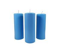 3X Pillar Candle Rustic - Height 95mm - Ø34mm - Paraffin Wax - drip Candle Light Blue 36357