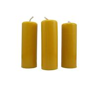 3X Pillar Candles Rustic Height 95mm Ø 34mm Beeswax drip Candles Yellow 36360
