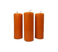 3X Pillar Candles Rustic Height 95mm Ø 34mm Dripping Candles Beeswax Orange 36362